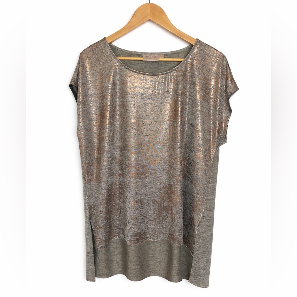 Dantelle Metallic Rose Gold Short Sleeve Tunic